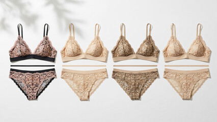 Lingerie Set Collection on White Background 1.