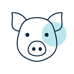 Cute Pig Head Minimal Flat Line Icon