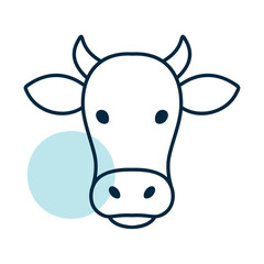 Cute Cow Head Minimal Flat Line Icon