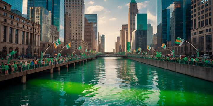 Chicago river dyed green for st patrick's day