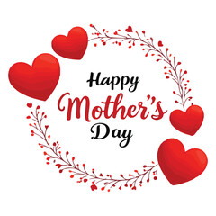 Elegant Mother's Day Wreath Design with Hearts and Cursive Typography