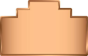 Copper Stepped Label Shape Graphic. Bronze Signage Mockup and template design.