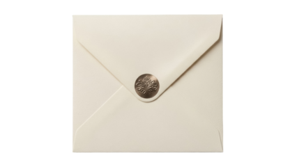 Isolated envelope sealed with emblem, blank stationery for a wedding invitation concept