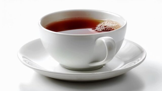 Rotating White Tea Cup on Pure White Background