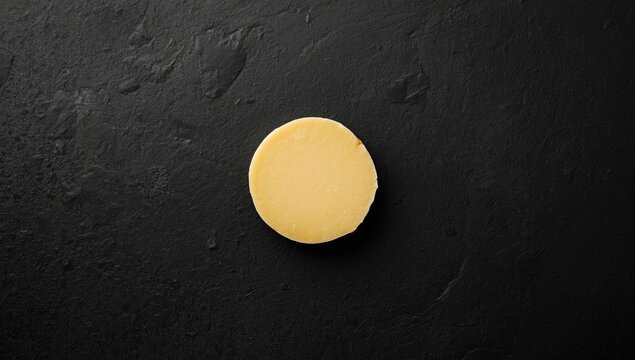 Goat cheese with smooth texture placed on a dark stone for upscale food styling and fine dining