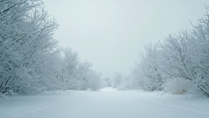 Obraz premium Frozen tree limbs with frost accumulation on a winter landscape, highlighting seasonal preservation