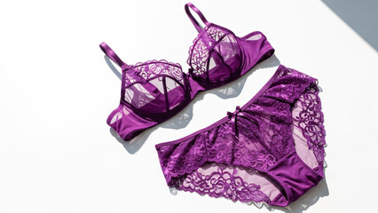 Purple Lace Bra and Panties Set.