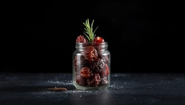 Herbal fruits and dried red dates in a glass jar, highlighting vitamin C for immune health, World Health Day