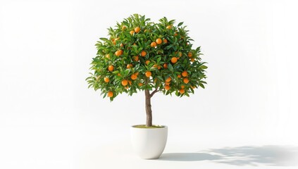 Fototapeta premium Healthy orange tree displaying vibrant fruit and leaves, ideal for citrus cultivation analysis