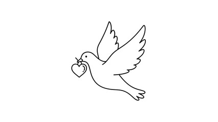 Dove with Heart Line Illustration