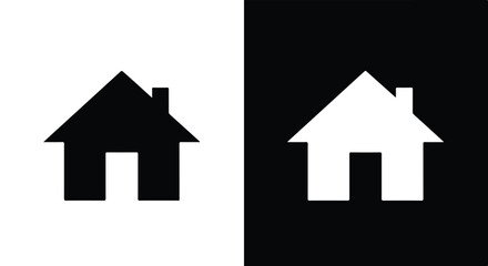 Fototapeta premium Simplified house icons - Black and White Vector Symbol, Minimal Solid Vector Illustration, Minimal UI Vector, Flat Solid Vector, Flat Vector Illustration, icon, Editable stroke icon, Modern icon