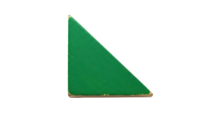 Isolated green wooden triangle for tangram puzzles and math games, education, learning fun