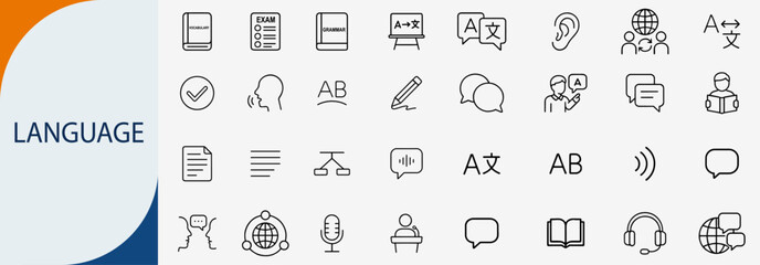 Language and translation thin line icon set, global education vector symbols © RayZing  