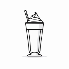 Obraz premium Minimalist Milkshake Illustration with Cream and Straw on White Background
