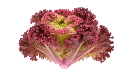 Isolated Fancy ornamental curly kale, a vibrant and colorful leafy green vegetable with frilly edges