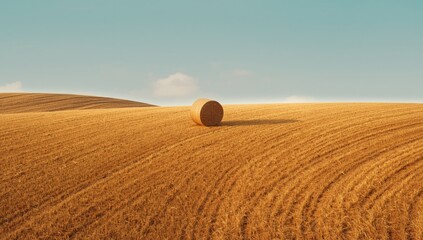Straw bales on rural farmland landscape highlighting post-harvest storage practices