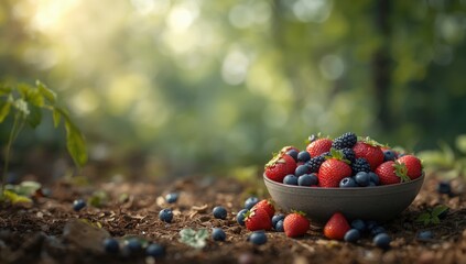 A collection of wild forest berries used as a natural snack option, Earth Day