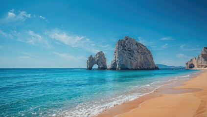 Obraz premium Natural rock structures along a shoreline, emphasizing geological features and coastal scenery