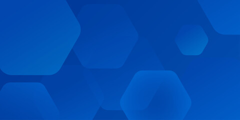 Modern abstract blue background with glowing geometric lines. Blue gradient hexagon shape design. Futuristic technology concept. 