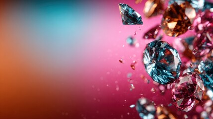 An array of stunning diamonds scatter light in vibrant colors, creating a glamorous and dazzling visual that captures the essence of luxury and elegance in design.