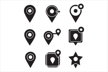 Vector Map marker pointer , GPS location symbol collection , Map pin place marker. Location icons set in flat style