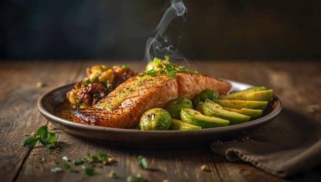Keto diet meal emphasizing high fat, protein-rich foods with low carbohydrate levels for cardiovascular and diabetic health