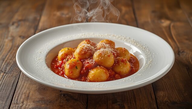 Potato gnocchi served with rich Bolognese sauce, focusing on traditional Italian cuisine, World Pasta Day