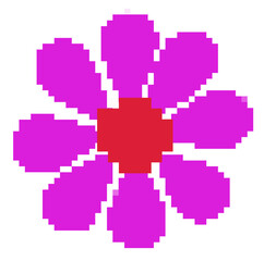 pixel style purple daisy