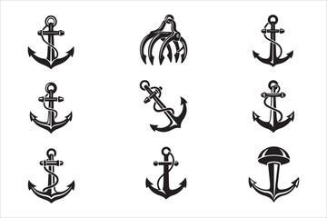 Vector  Simple anchor collection flat style icons set