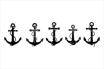 Vector  Simple anchor collection flat style icons set