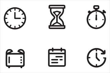 Vector Time and clock, timer line icons. Vector linear icons multiple set
