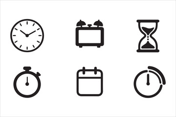 Vector Time and clock, timer line icons. Vector linear icons multiple set