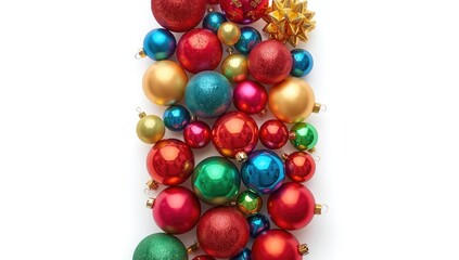 Brightly colored holiday decorations on a white background, ideal for seasonal layouts