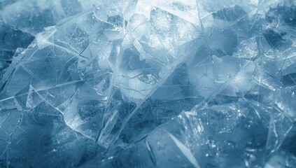 Fototapeta premium Frozen water with fractured ice texture, suitable as background for text or graphics