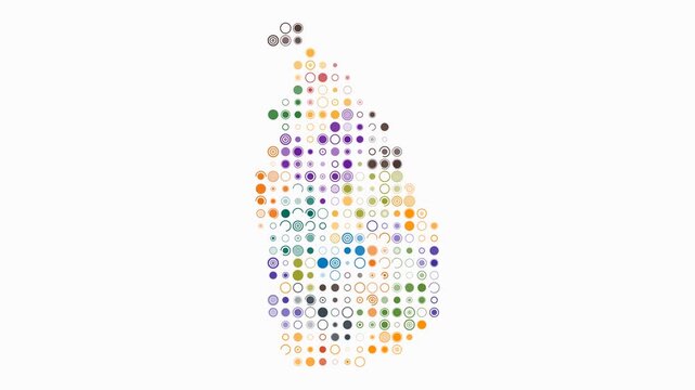 Sri Lanka animated country shape. Pulsating colored dots on the map of the country. Large size circle blocks. Digital style Sri Lanka map on white background. Classy animation video.