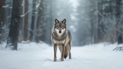Obraz premium Timber wolf in remote environments highlighting conservation concerns during Earth Day