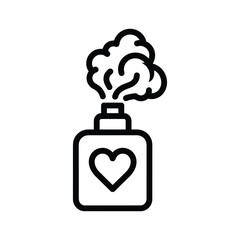 Perfume bottle with heart and smoke