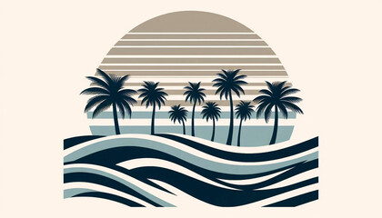 A vintage surf travel poster design, Ai generated image