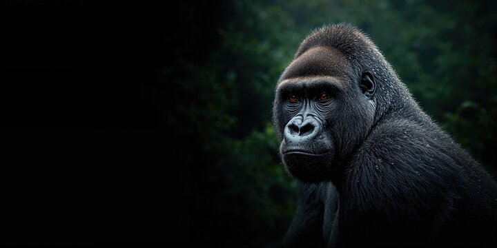 Portrait of a strong Gorilla in the wild, natural habitat and physical strength