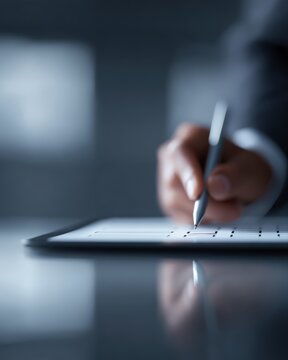 Business audit and compliance checklist on digital tablet, corporate governance and regulation concept background