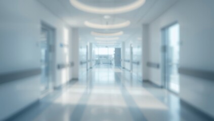 Obraz premium Medical clinic interior with blurred details providing a clean, unobtrusive background for healthcare information