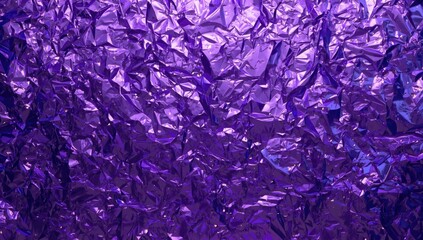 Obraz premium Purple foil surface with textured wrapping paper featuring crumpled and wavy design, ideal for background use in holiday themes