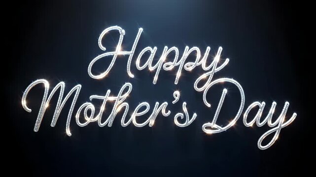 Happy Mothers Day neon light sign glowing celebration festive background illuminated script 4K Ai HD high quality video.
