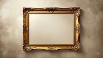 Ornate gold frame featuring detailed design, serving as a stylish background for artwork or photographs