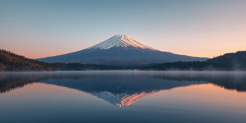Fototapeta premium Lakeside mountain scene highlighting tranquility and reflection for background use