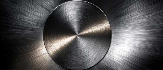 Ultra-wide brushed metal texture panorama with swirl polishing marks and wear