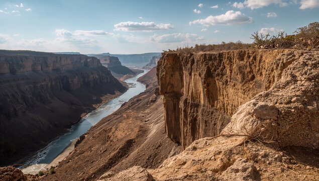 Victoria Falls with diminished water levels due to drought, climate effects