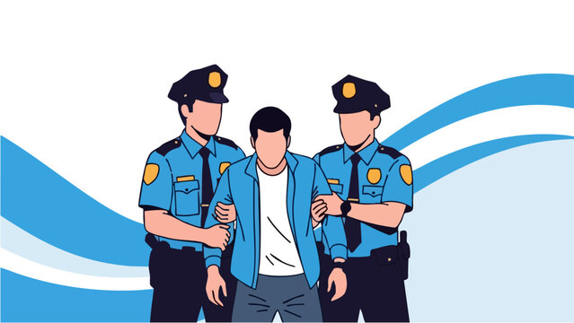 Two police officers arresting a man.