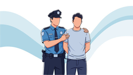 Police Officer Arresting a Suspect with Handcuffs.