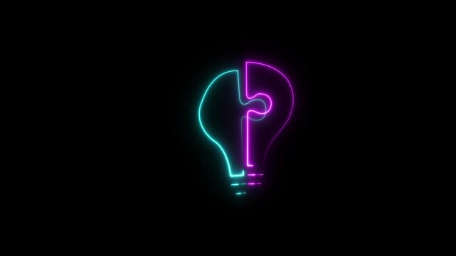 brainstorm concept glowing neon line icon animation representing idea generation knowledge sharing and problem solving